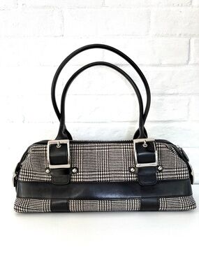 Vintage Wilsons Leather Houndstooth Shoulder Bag Purse